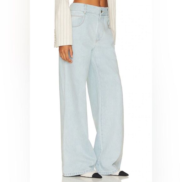 Ronny Kobo NWT! Mari Wide Leg Pant in Light Wash Size 28 - Picture 4 of 15